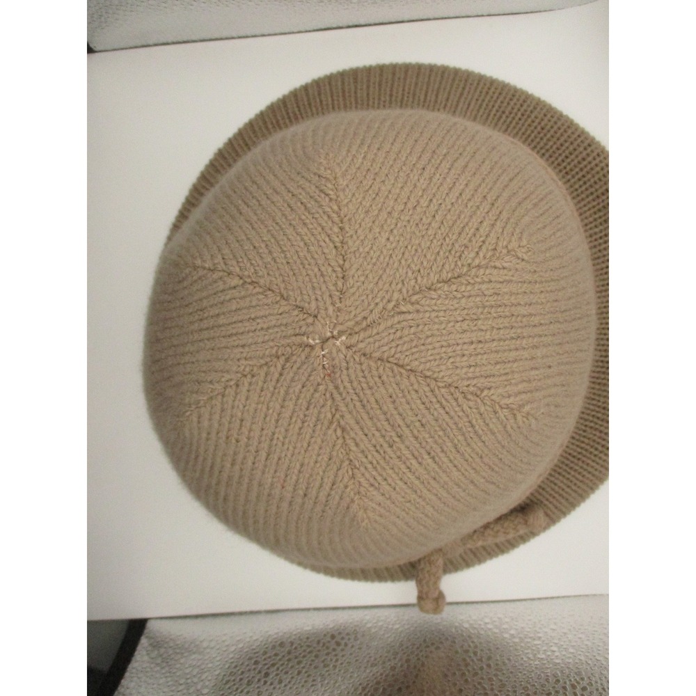 Vintage Union Made Tan Knit Cloche Hat Women Taupe Ribbed Brim Lined USA WPL 219 - Picture 4 of 10